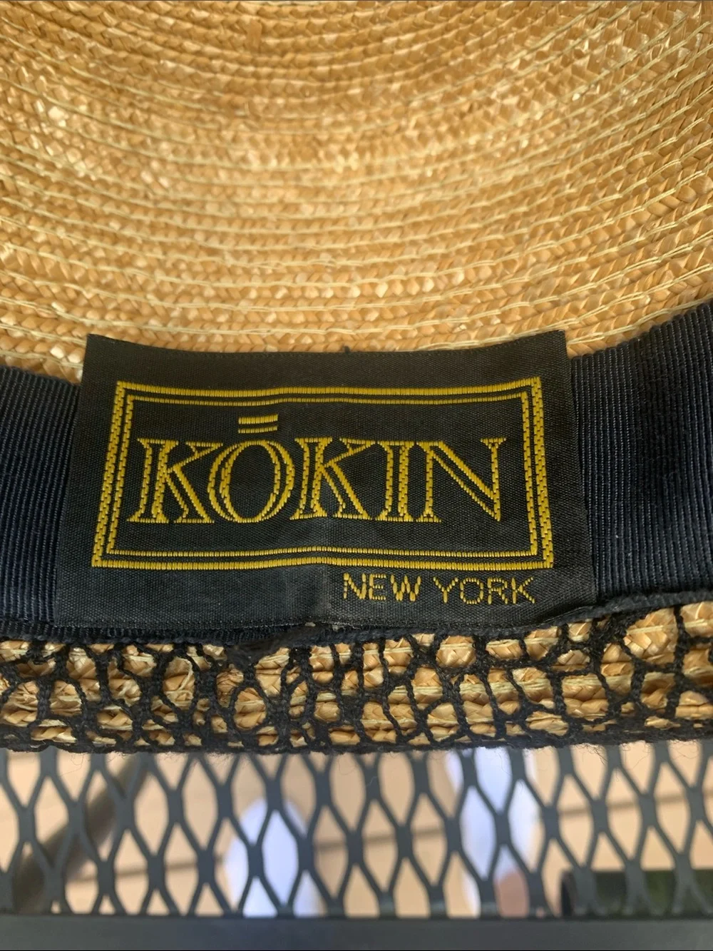 Two-Tone Straw track Hat with Black Trim